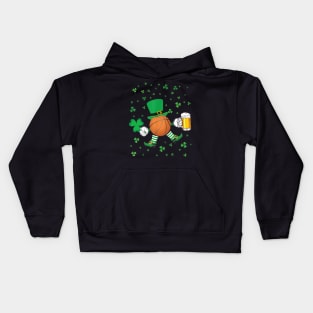 Basketball Leprechaun With Beer And Shamrock Dancing Patrick Kids Hoodie